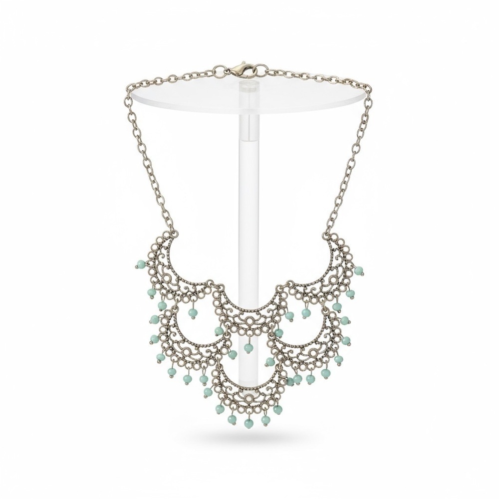 Gorgeous Gold Tone and Light Blue Necklace